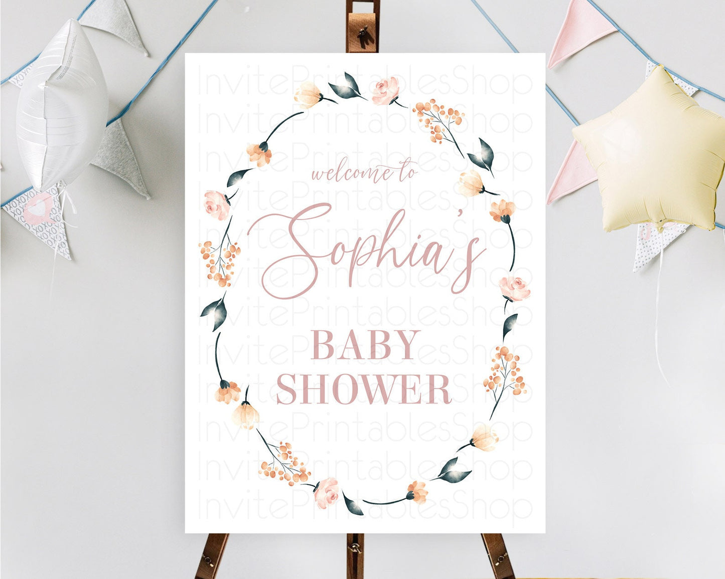 Secret Garden Baby Shower Welcome Sign Wildflower Welcome Board Pastel Flower Garden Welcome Poster Boho Wildflower Welcome Sign D10240