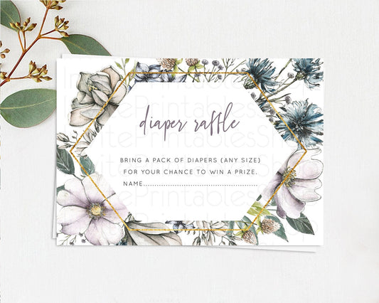 Editable Secret Garden Diaper Raffle Card Boho Wildflower Diaper Raffle Inse