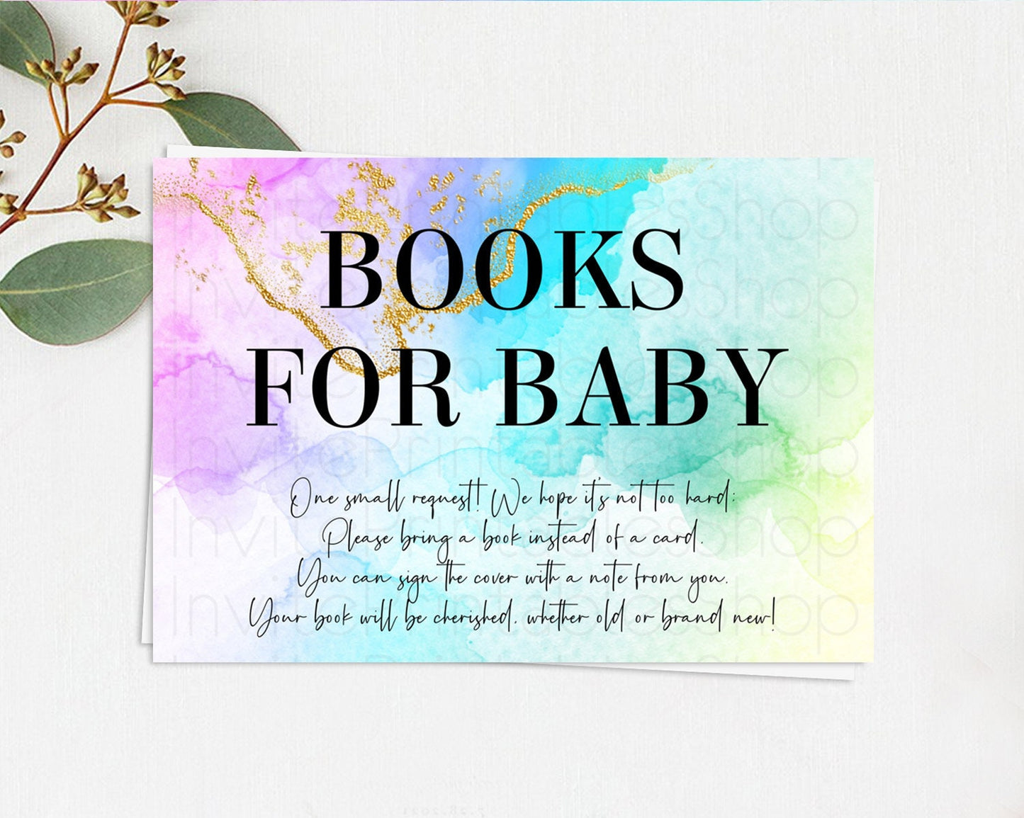 Pastel Books For Baby Card Pastel Rainbow Book Insert Colorful Ombre Watercolor Book Card Confetti Glitter Baby Book Poem Request D10393