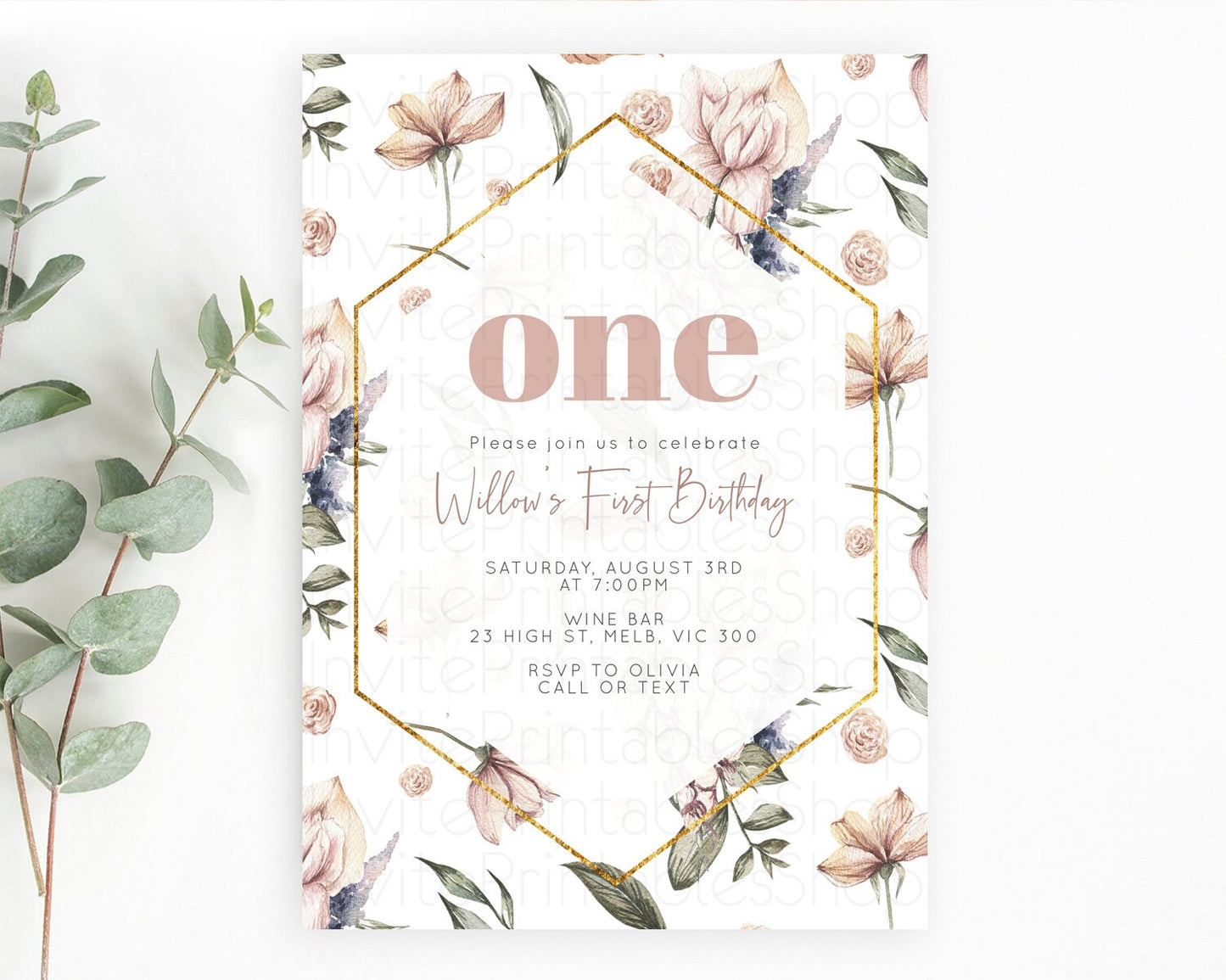 Secret Garden Invitation Wildflower Birthday Invitation Pastel Flowers Invite Enchanted Garden Boho Floral 3rd 2nd First Birthday D10504