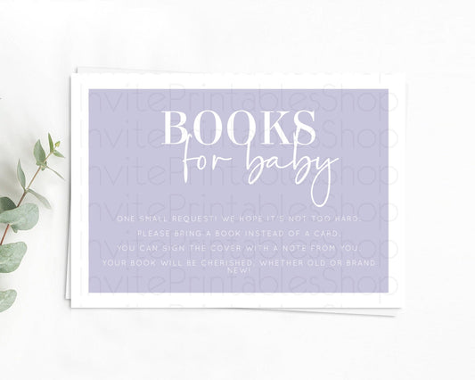 Purple Books For Baby Card Plain Purple Book Insert Minimalist Pastel Purple Book Card Purple Simple Baby Shower Book Poem Request D10942