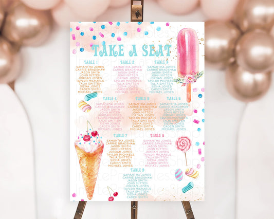 Ice Cream Seating Chart Sweet Candy Seating Chart Here's The Scoop Seating Sign Pastel Candy Seating Sign Candy Décor Sweet Candy D10554