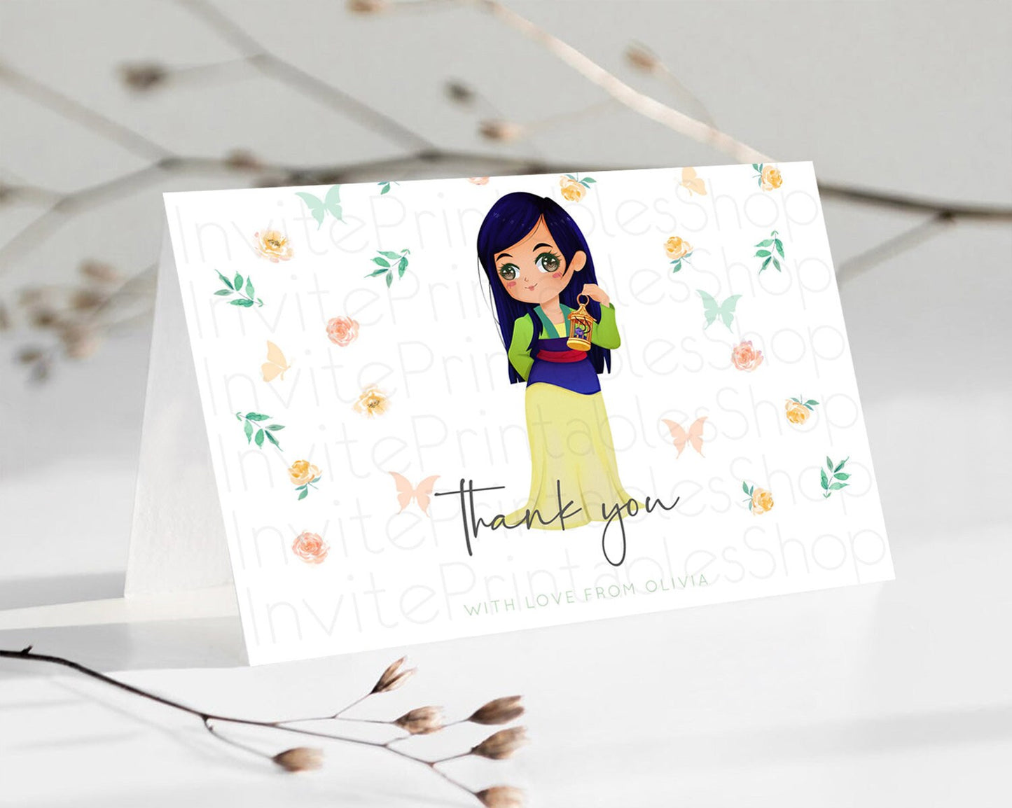 Editable Princess Thank You Castle Thank You Card Secret Garden Birthday Tha