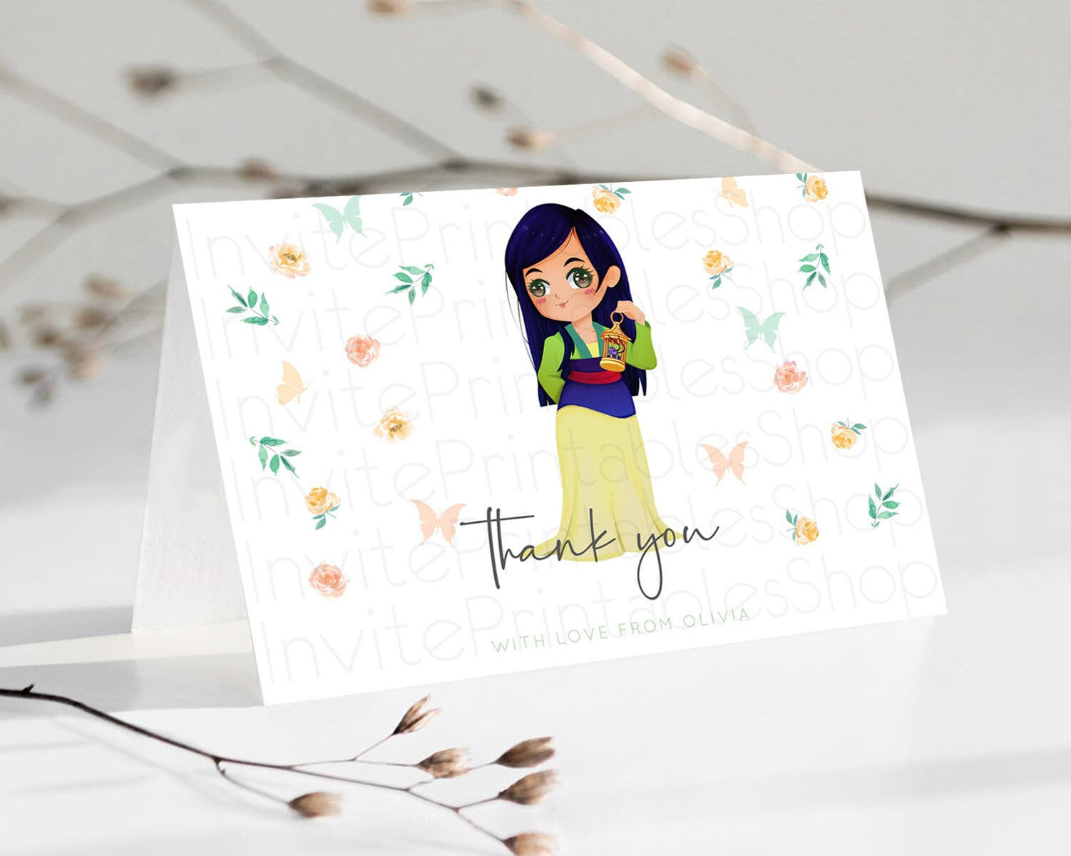 Editable Princess Thank You Castle Thank You Card Secret Garden Birthday Tha