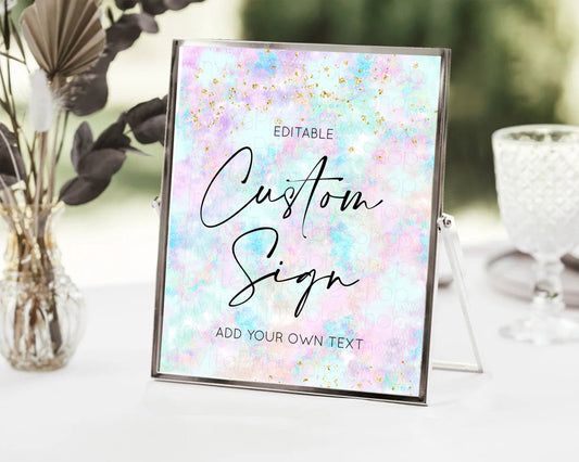Editable Pastel Sign Ombre Table Sign Decor Pastel Ombre Rainbow Watercolor