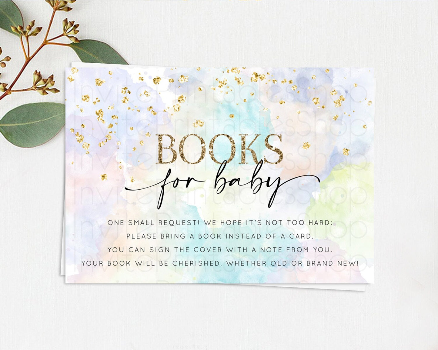 Pastel Books For Baby Card Pastel Rainbow Book Insert Colorful Ombre Watercolor Book Card Confetti Glitter Baby Book Poem Request D10613