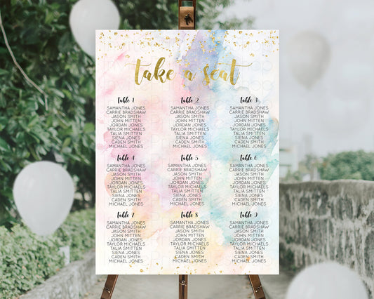 Rainbow Seating Chart Pastel Seating Chart Colorful Pastel Watercolor Seating Sign Ombre Pastel Décor Pastel Take A Seat Sign D10265