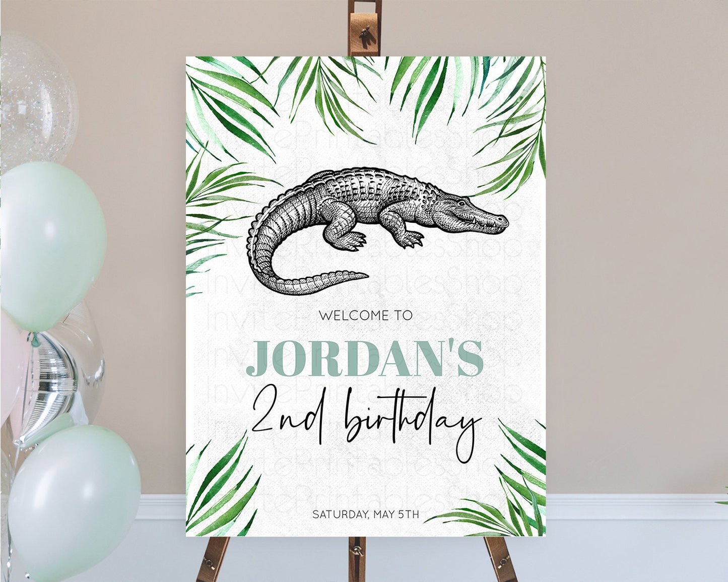 Crocodile Welcome Sign Alligator Welcome Board Croc Gator Party Welcome Poster Safari Decor Croc Gator First Birthday Welcome Sign D10847