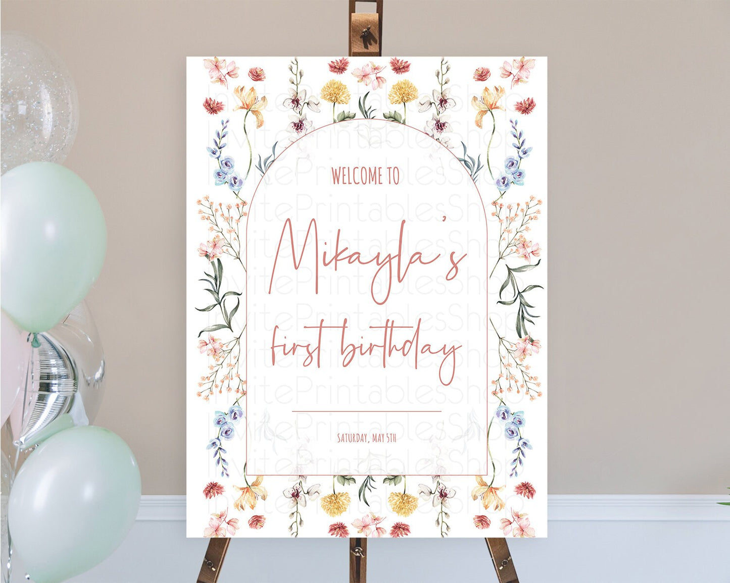 Secret Garden Welcome Sign Wildflower Welcome Board Pastel Flower Garden Welcome Poster Boho Wildflower First Birthday Welcome Sign D10682