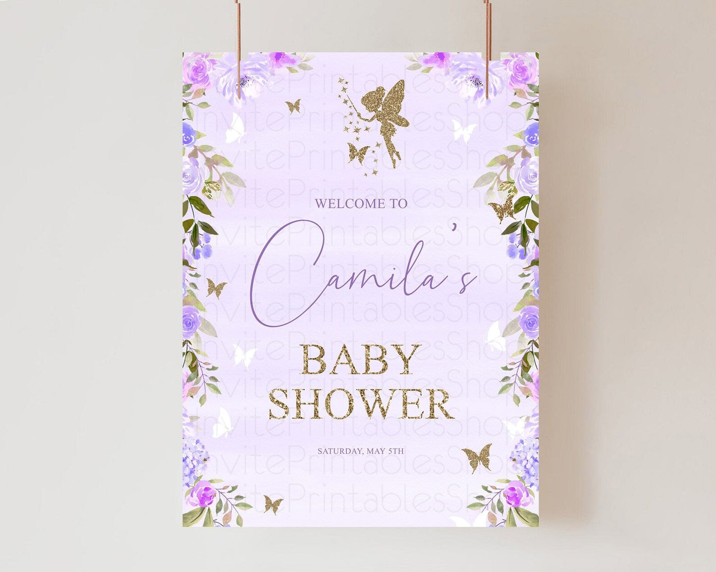 Fairy Baby Shower Welcome Sign Fairy Welcome Board Enchanted Garden Pastel Floral Butterfly Decor Secret Garden Fairy Welcome Sign D10910