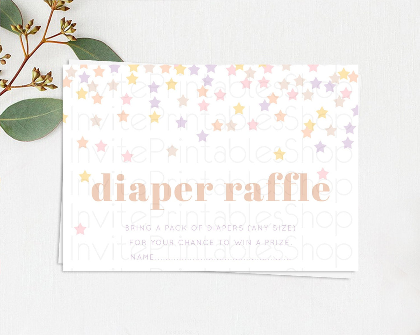 Pastel Star Diaper Raffle Card Shooting Star Diaper Raffle Insert Twinkle Little Star Diaper Ticket Rainbow Confetti Raffle Game D10810