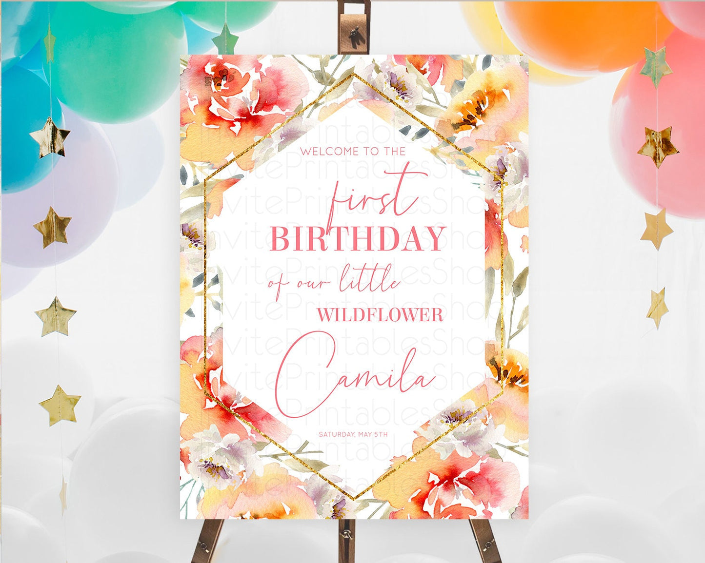 Editable Secret Garden Welcome Sign Wildflower Welcome Board Pastel Flower G