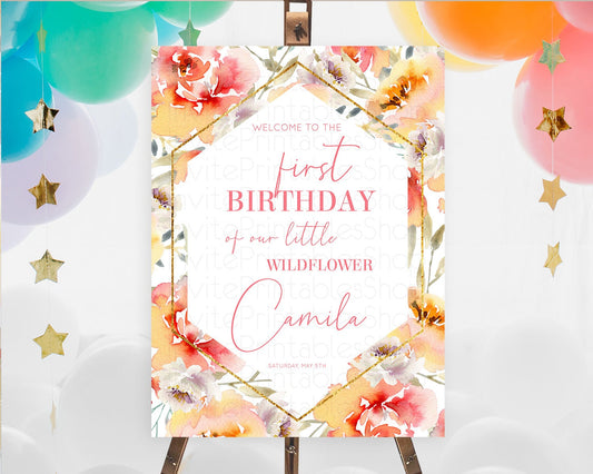 Editable Secret Garden Welcome Sign Wildflower Welcome Board Pastel Flower G
