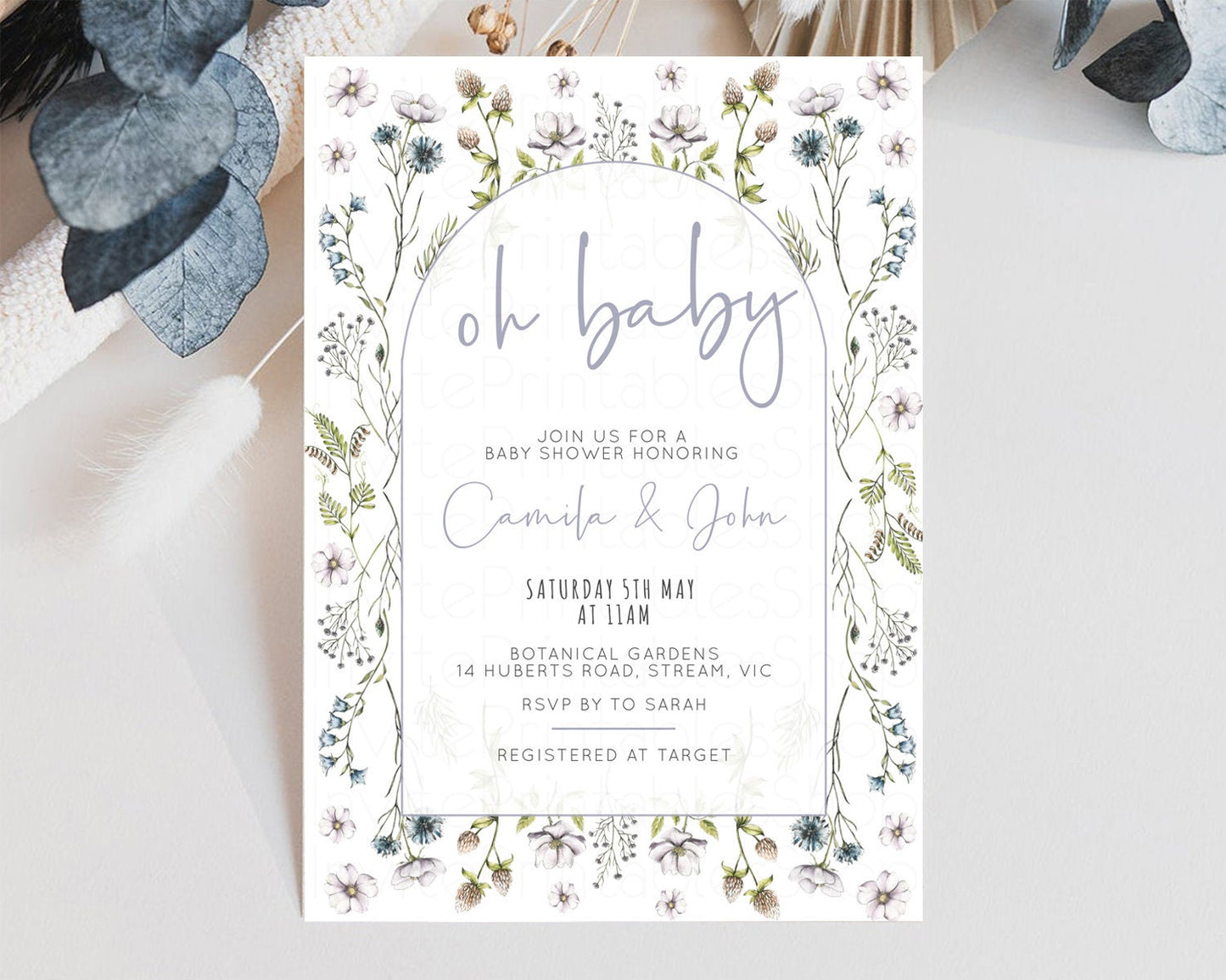 Secret Garden Baby Shower Invitation Enchanted Garden Shower Invitation Whimsical Floral Shower Boho Botanical High Tea Party Wildflower 587