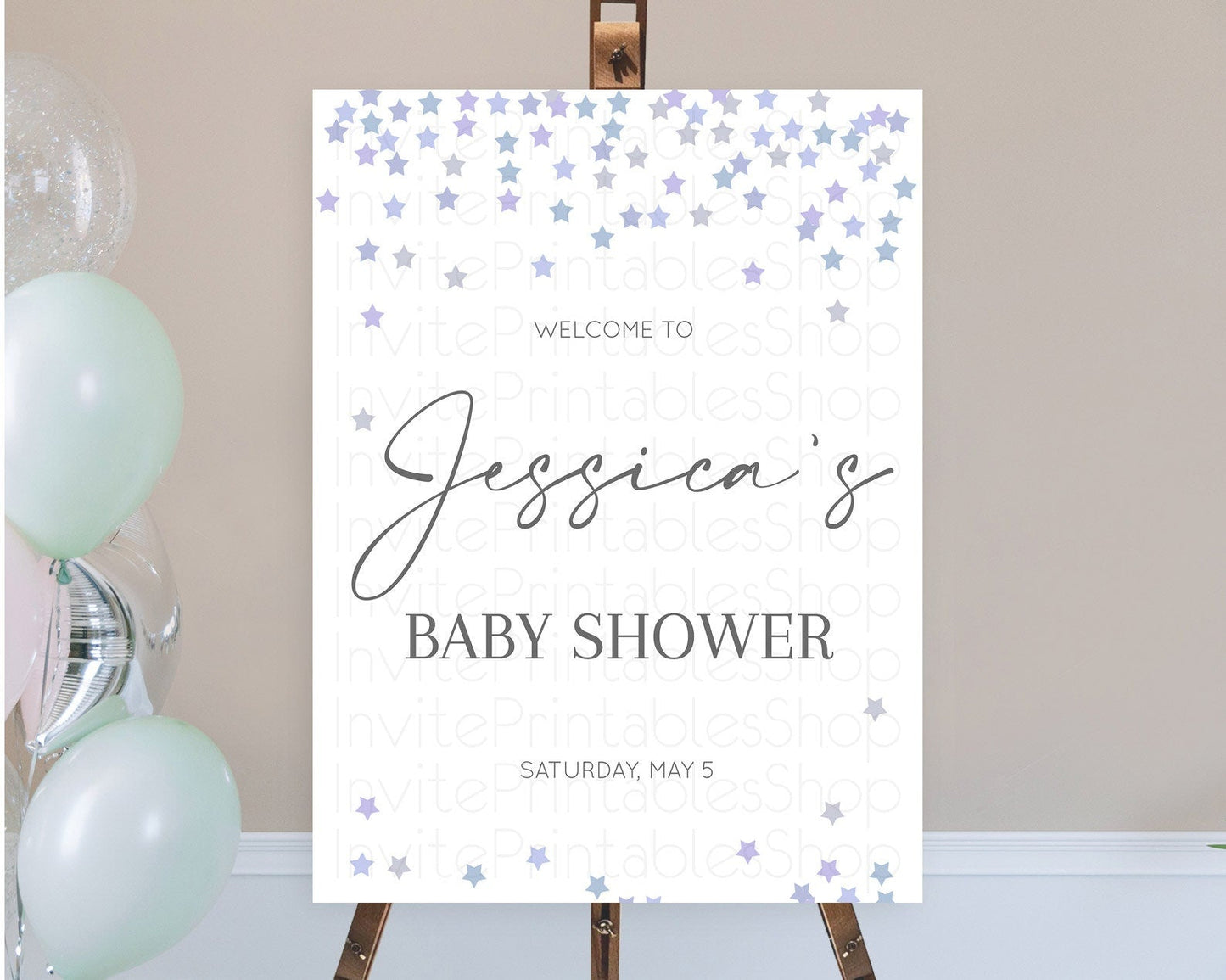 Star Baby Shower Welcome Board Pastel Stars Welcome Sign Shooting Star Rainbow Colorful Confetti Twinkle Little Star Welcome Sign D10341