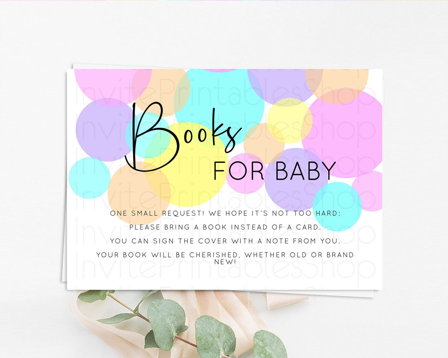 Rainbow Books For Baby Card Pastel Sprinkles Book Insert Pastel Rainbow Confetti Book Card Colorful Bubbles Pastel Book Poem Request D10406