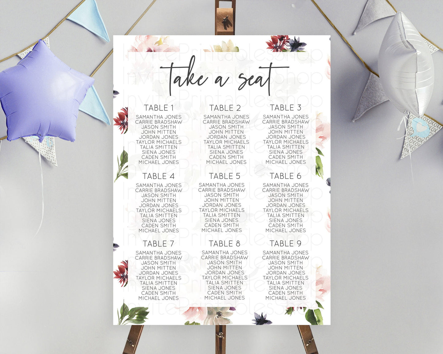 Secret Garden Seating Chart Wildflower Seating Chart Pastel Flowers Seating Chart Enchanted Garden Boho Floral Take A Seat Décor D10538