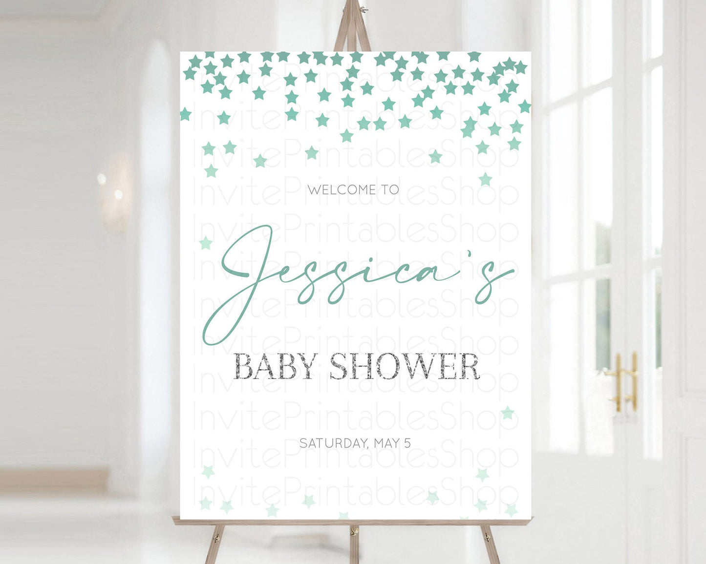 Star Baby Shower Welcome Board Pastel Stars Welcome Sign Shooting Star Rainbow Colorful Confetti Twinkle Little Star Welcome Sign D10310