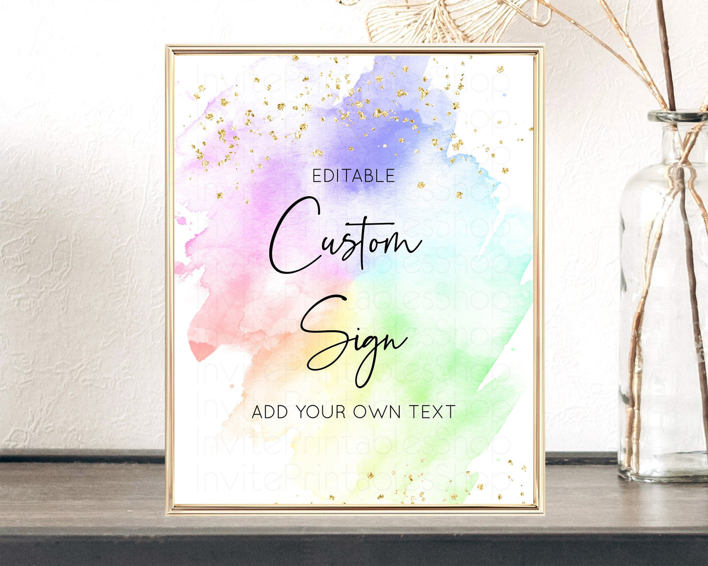 Pastel Rainbow Sign Cards Gifts Sign Table Signs Diaper Sign Books Sign Food Sign Custom Sign Glitter Wedding Birthday Baby Shower 8x10 C378