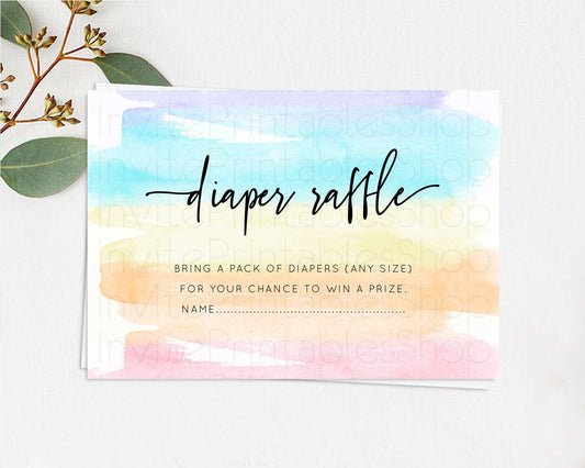 Editable Pastel Diaper Raffle Card Pastel Rainbow Diaper Raffle Insert Color