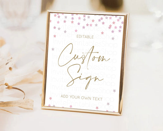Editable Twinkle Stars Sign Pastel Twinkle Little Star Party Shooting Star C