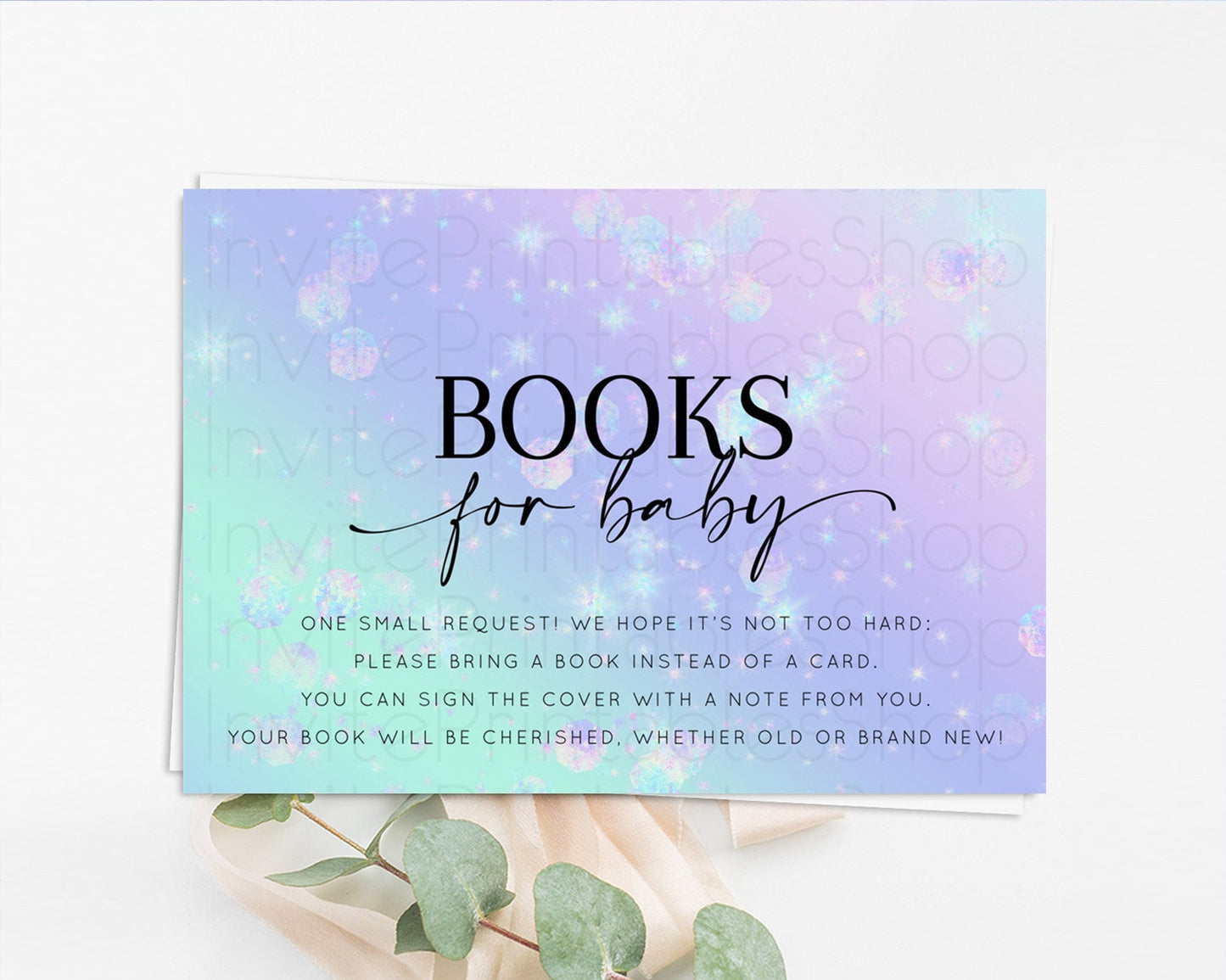 Rainbow Books For Baby Card Pastel Book Insert Colorful Pastel Watercolor Ombre Book Card Iridescent Sprinkles Book Poem Request D10663