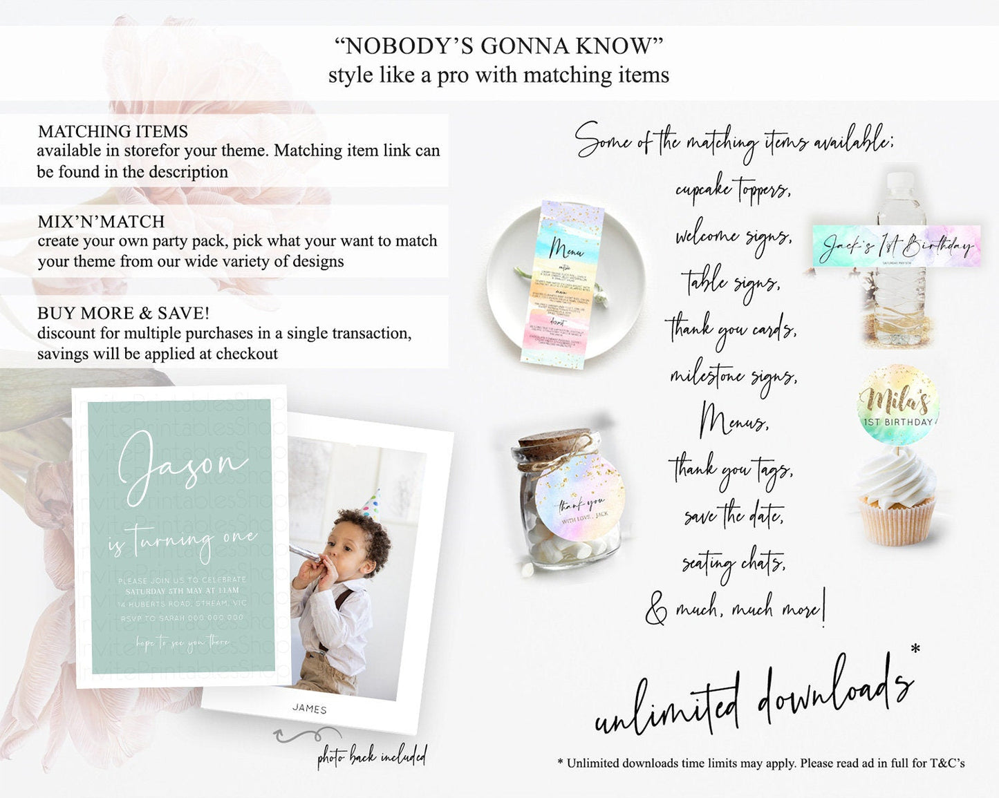 Green Birthday Invitation Plain Green Invitation Minimalist Invitation Pastel Green Invitation Modern Invite 2nd 1st First Birthday D10736