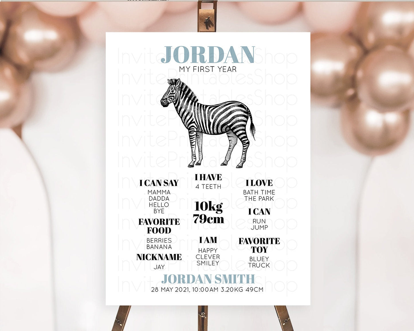 Zebra First Birthday Milestone Board Zebra Milestone Poster Zebra Decor Safari Adventure Zebra First Birthday Welcome Sign D10249