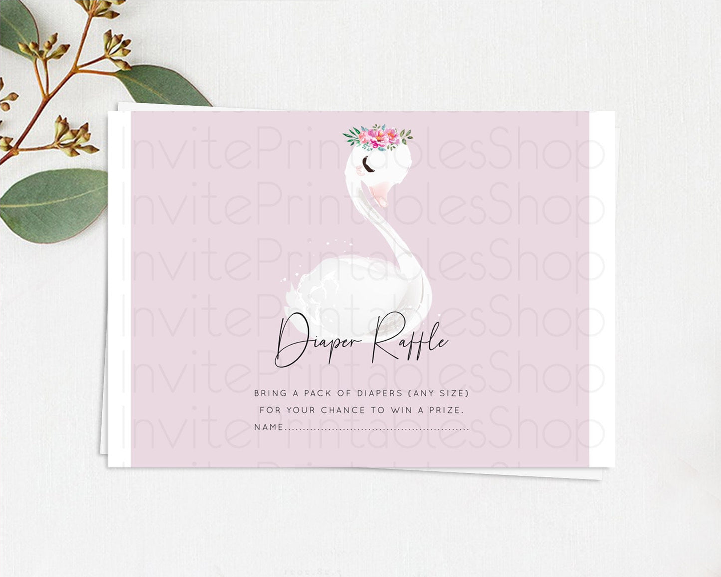 Swan Diaper Raffle Card Swan Princess Ballet Diaper Raffle Insert Enchanted Swan Lake Diaper Ticket Secret Garden Floral Raffle Game D10758