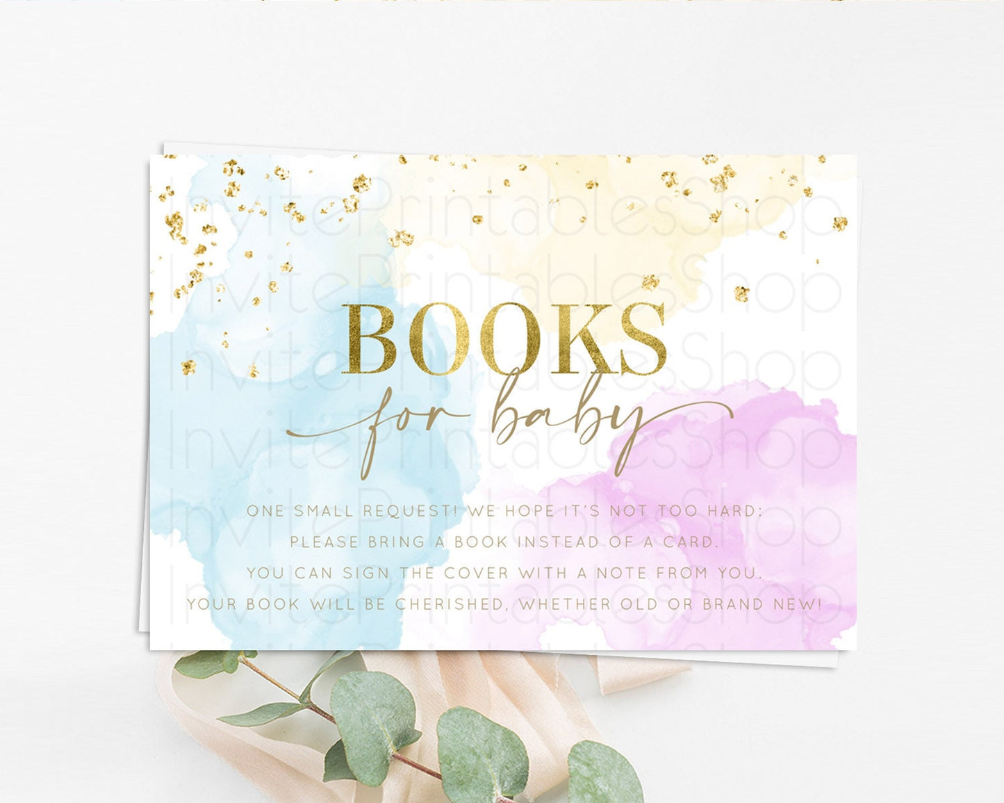 Pastel Books For Baby Card Pastel Rainbow Book Insert Colorful Ombre Watercolor Book Card Confetti Glitter Baby Book Poem Request D10204