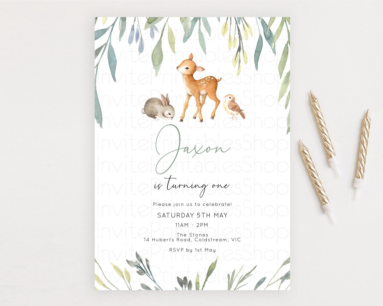 Editable Fawn Birthday Invitation Deer Birthday Invitation Enchanted Forest