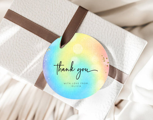 Editable Pastel Thank You Tags Rainbow Thank You Gift Tags Colorful Pastel F
