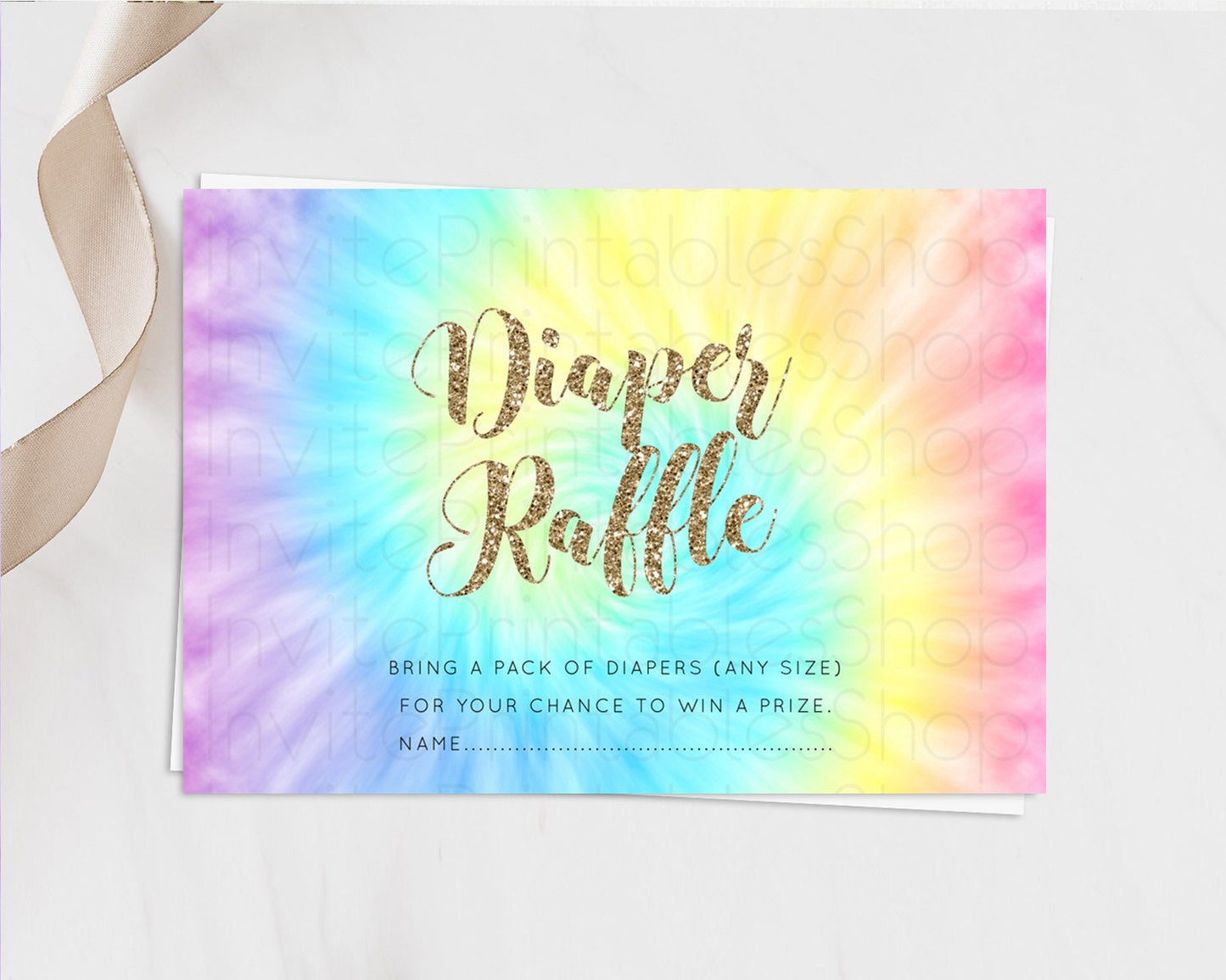 Tie Dye Diaper Raffle Card Rainbow Tie Dye Diaper Raffle Insert Pastel Rainbow Watercolor Diaper Ticket Tie Dye Colors Raffle Game D10580