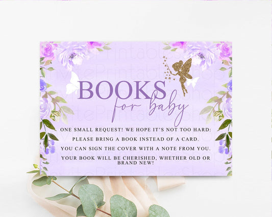 Fairy Floral Books for Baby Card Enchanted Garden Book Insert Glitter Gender Neutral Book Instead Card Pastel Colors Book Poem Request 47