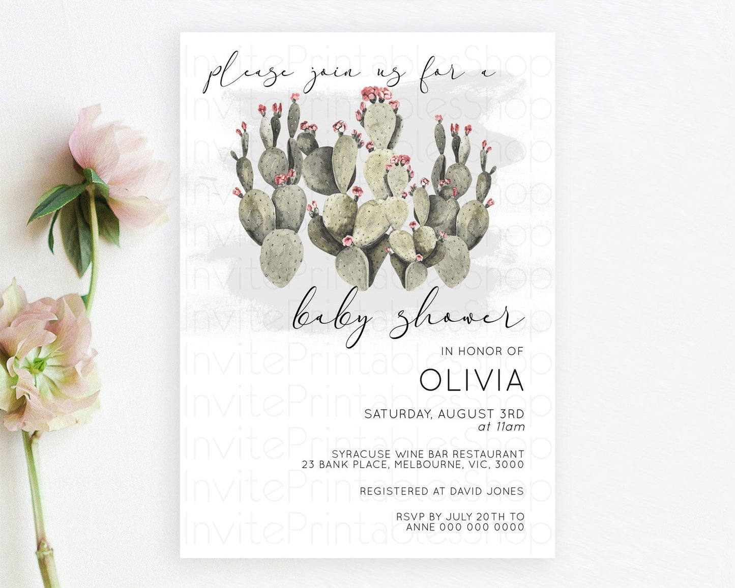 Editable Prickly Pear Baby Shower Invitation Prickly Pear Invitation Cactus