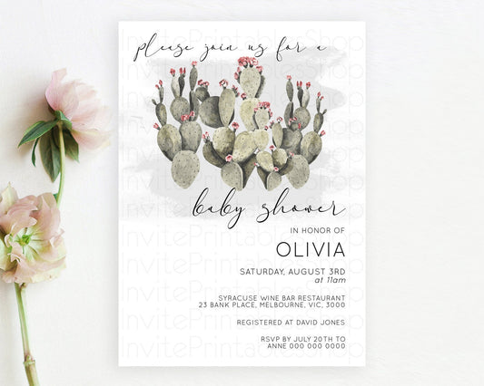 Editable Prickly Pear Baby Shower Invitation Prickly Pear Invitation Cactus