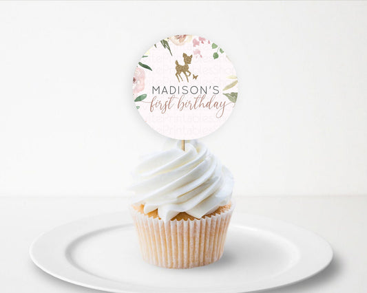 Editable Fawn Cupcake Toppers Deer Cupcake Toppers Enchanted Forest Party Bu