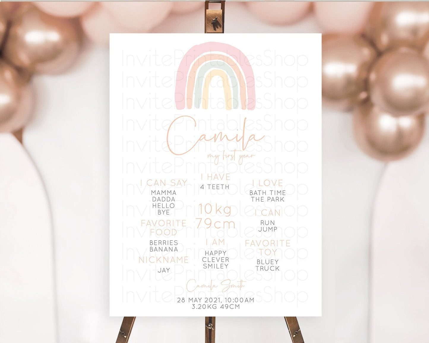 Pastel Rainbow First Birthday Milestone Poster Boho Rainbow Milestone Board Rainbow Milestone Pastel Milestone Rainbow 1st Birthday D10162