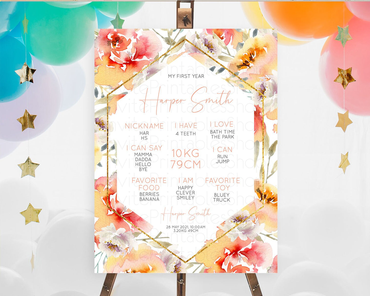 Secret Garden Milestone Board Wildflower First Birthday Milestone Poster Pastel Flowers Milestone Boho Wildflower 1st Birthday Sign D10791