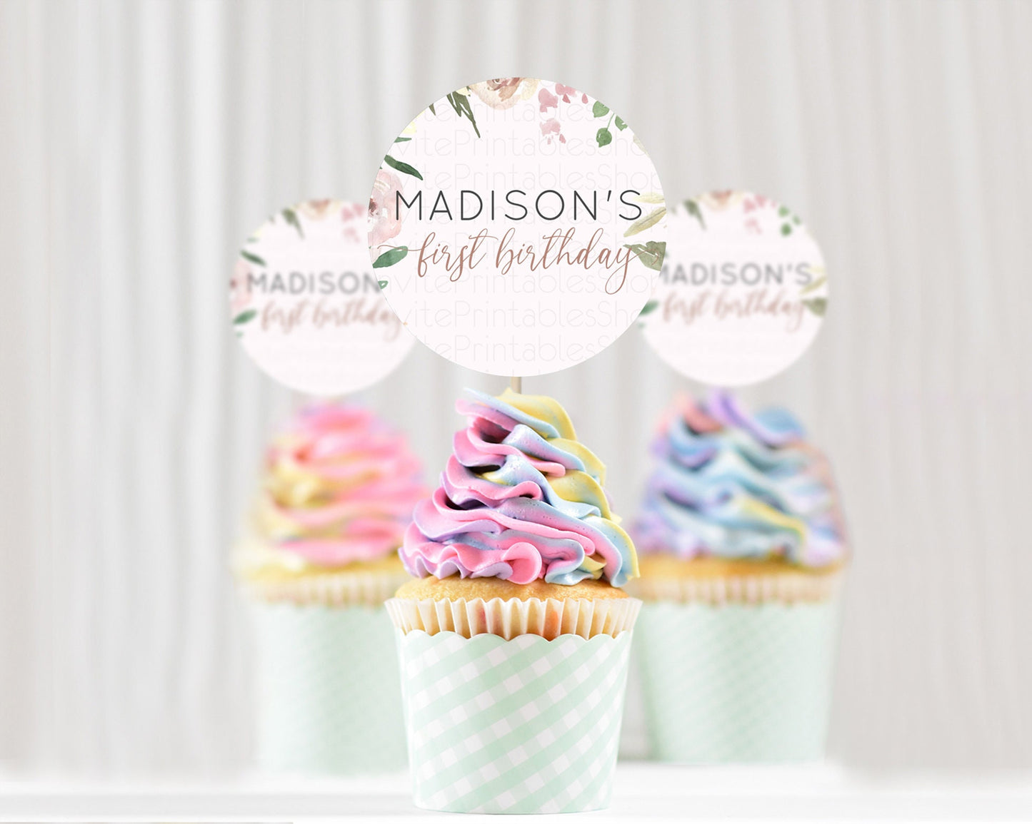 Secret Garden Cupcake Toppers Wildflower Cupcake Toppers Pastel Flowers Cupcake Toppers Enchanted Garden Boho Floral First Birthday D10192