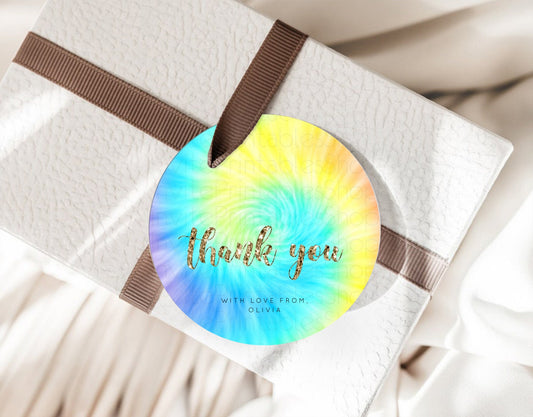 Editable Tie Dye Thank You Gift Tags Rainbow Tie Dye Thank You Tags Pastel F