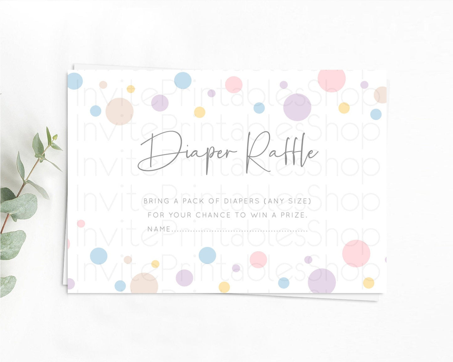 Rainbow Diaper Raffle Card Pastel Sprinkles Diaper Raffle Insert Rainbow Confetti Diaper Ticket Colorful Bubbles Pastel Raffle Game D10759