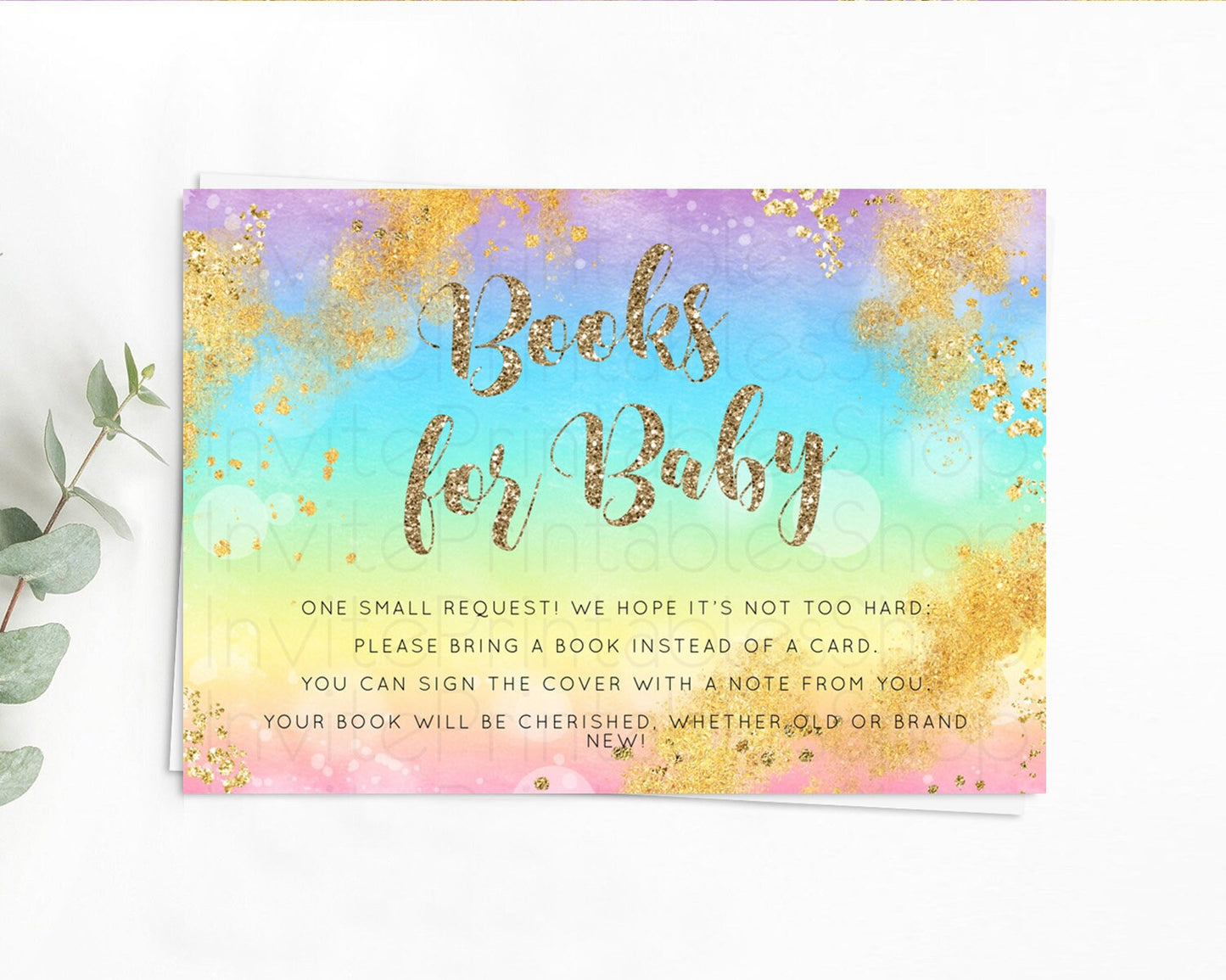 Pastel Books For Baby Card Pastel Rainbow Book Insert Colorful Ombre Watercolor Book Card Confetti Glitter Baby Book Poem Request D10561