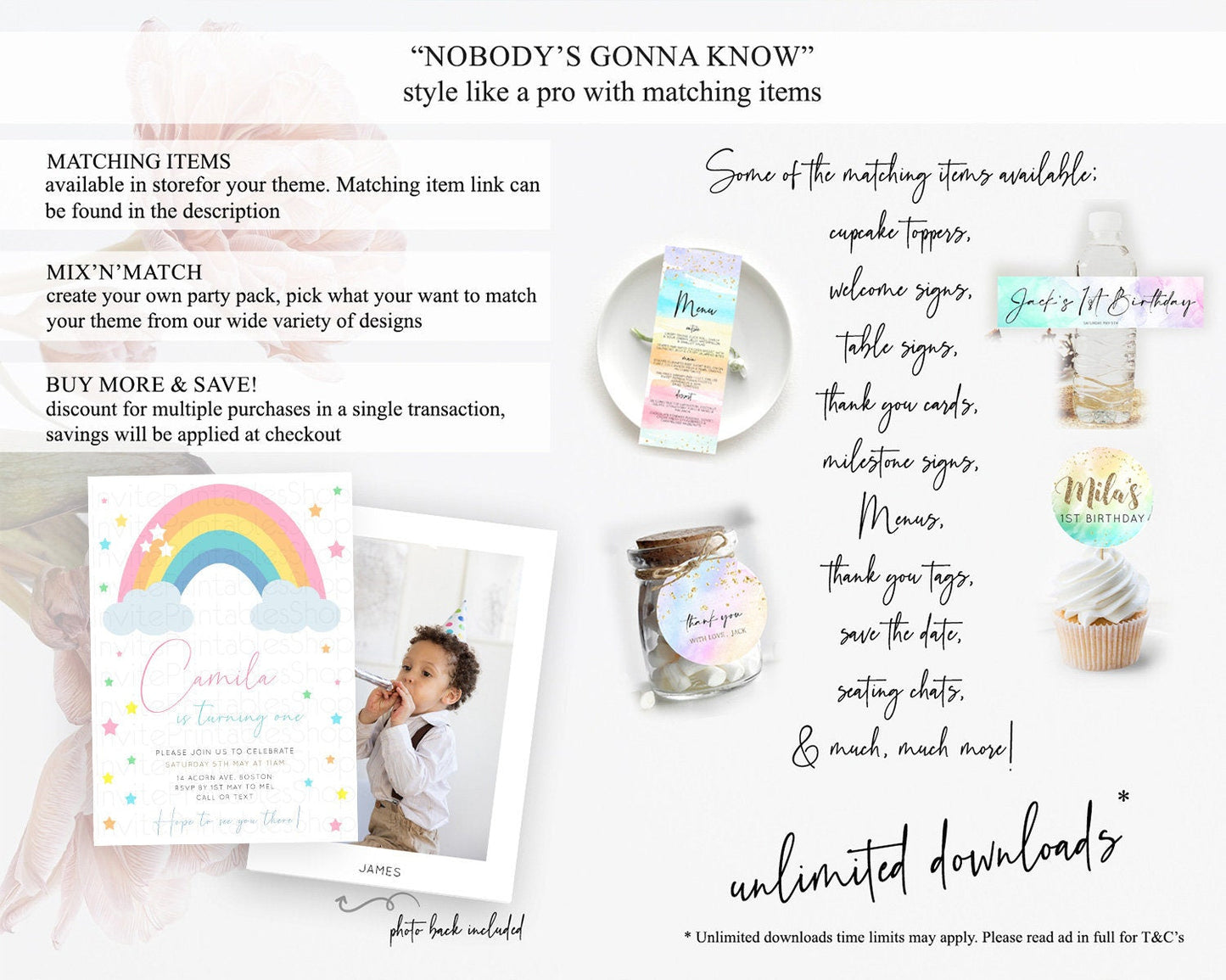 Pastel Rainbow Birthday Invitation Pastel Rainbow Invitation Rainbow Invitation Pastel Invitation Boho Rainbow 1st First Birthday D11023