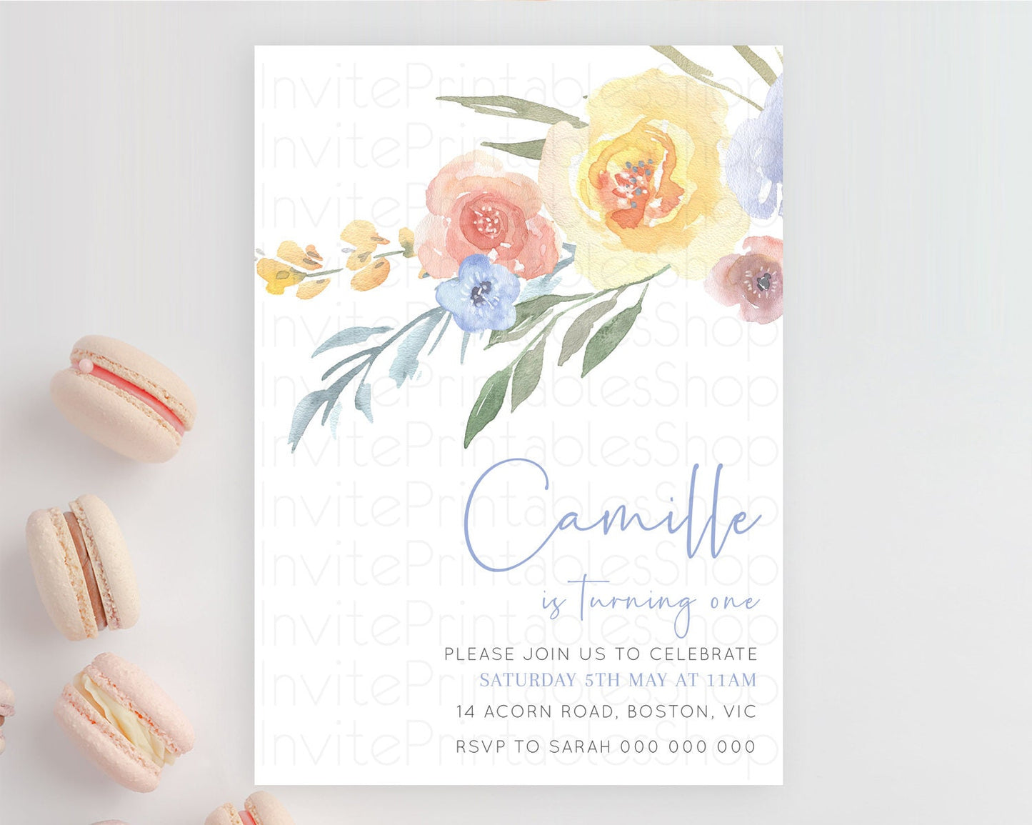 Secret Garden Invitation Wildflower Birthday Invitation Pastel Flowers Invite Enchanted Garden Boho Floral 3rd 2nd First Birthday D10186