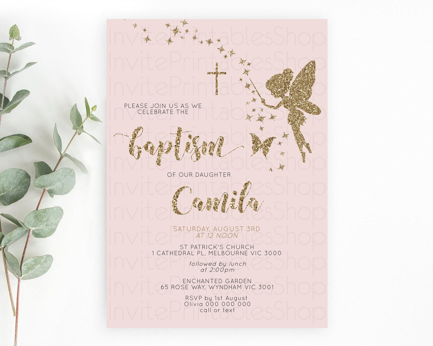 Fairy Baptism Invitation Fairy Baptism 1st Birthday Invitation Enchanted Secret Garden Christening Invite Pastel Floral Butterfly D10899