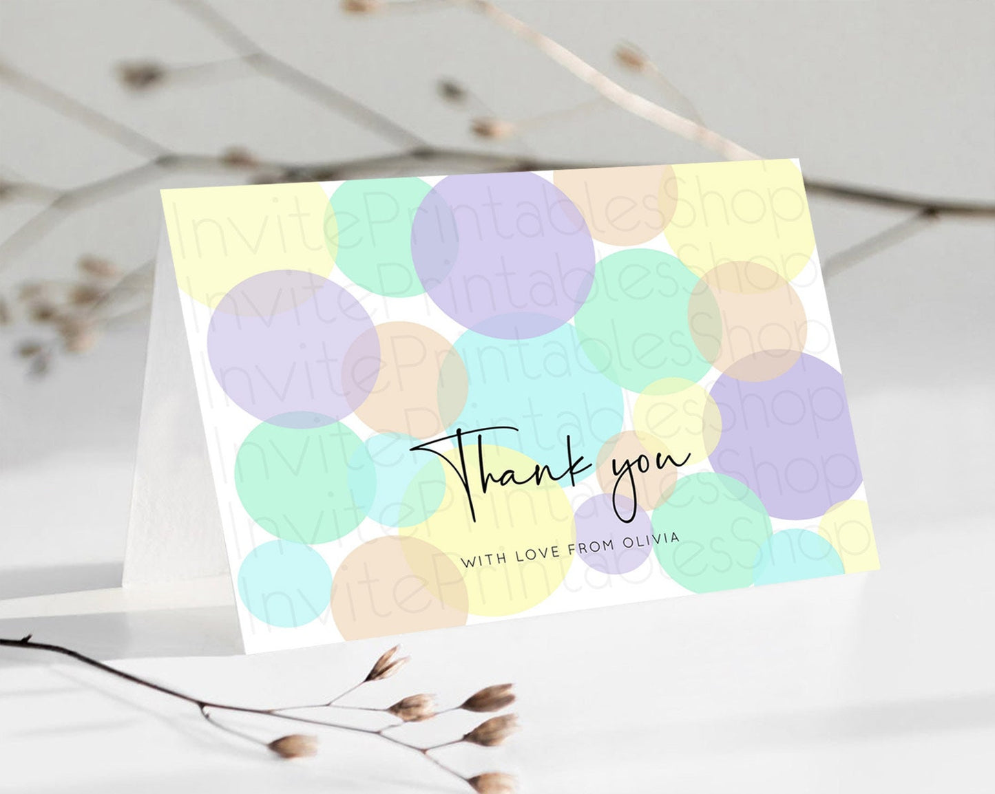 Rainbow Thank You Pastel Thank You Card Pastel Rainbow Birthday Thank You Confetti Colorful Pastel Cards Teacher Thank You Cards D10414