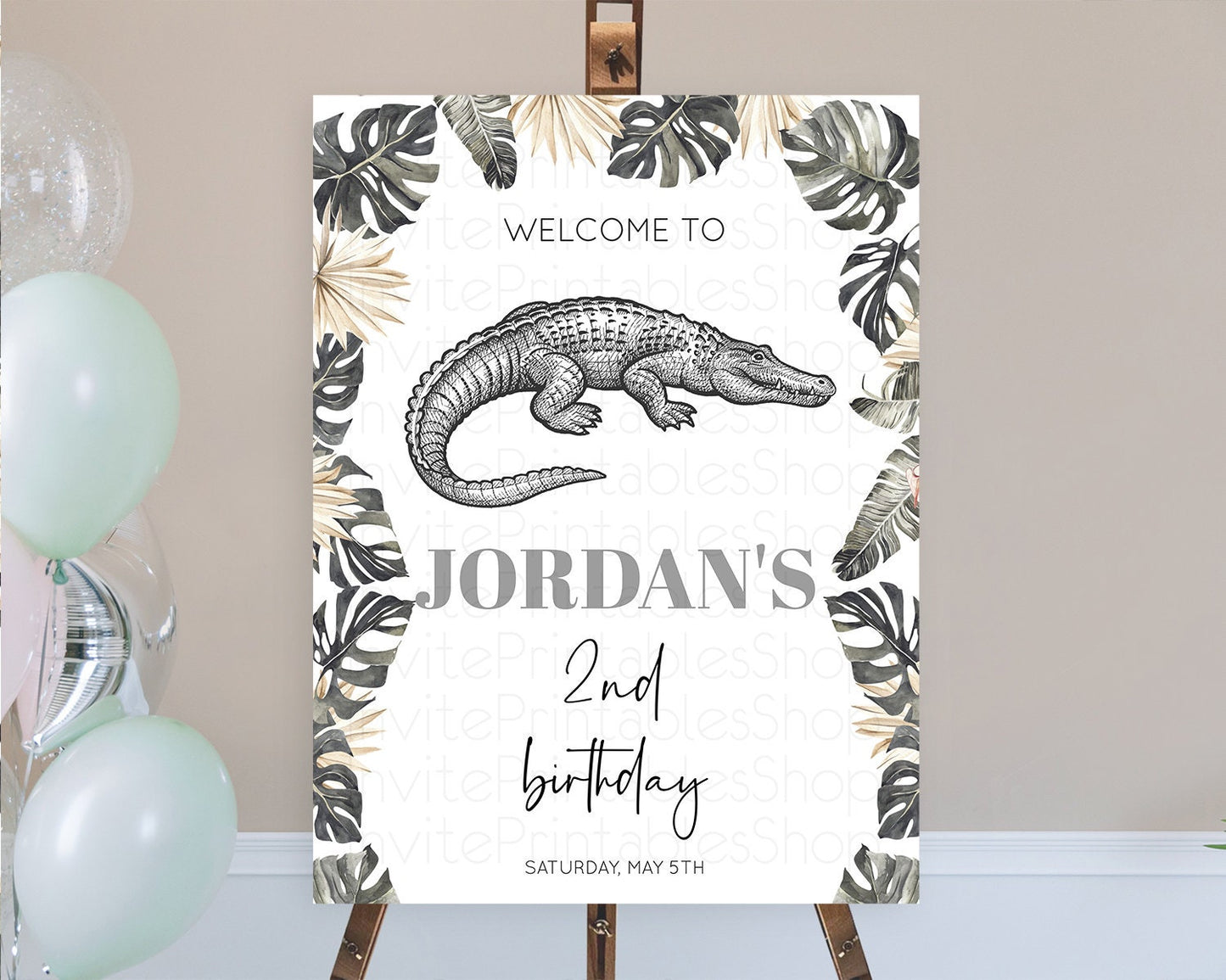 Crocodile Welcome Sign Alligator Welcome Board Croc Gator Party Welcome Poster Safari Decor Croc Gator First Birthday Welcome Sign D10830