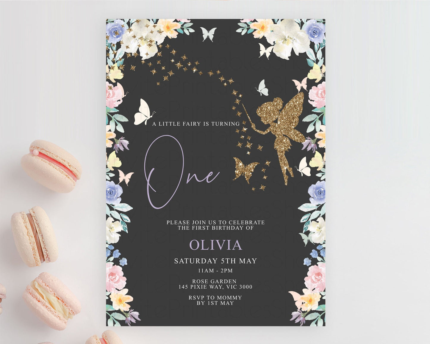 Fairy Birthday Invitation Fairy Invites Fairy Tea Party Fairy Garden Birthday Secret Garden Enchanted Garden Pastel Floral Butterfly D10881