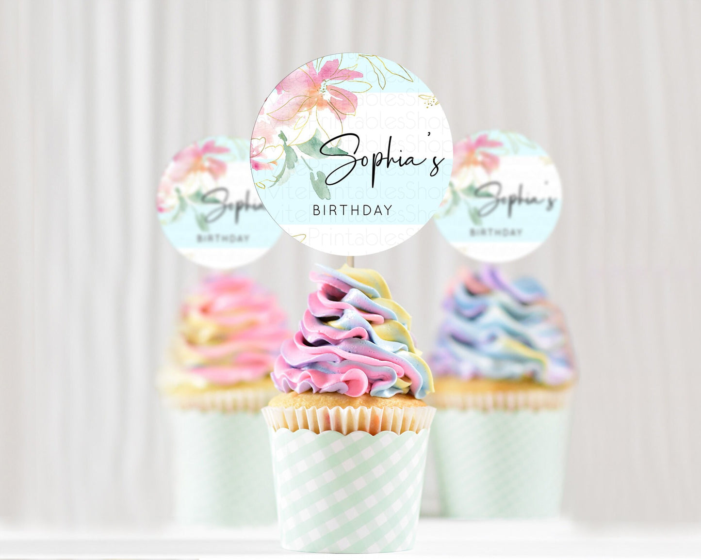 Secret Garden Cupcake Toppers Wildflower Cupcake Toppers Pastel Flowers Cupcake Toppers Enchanted Garden Boho Floral First Birthday D10303